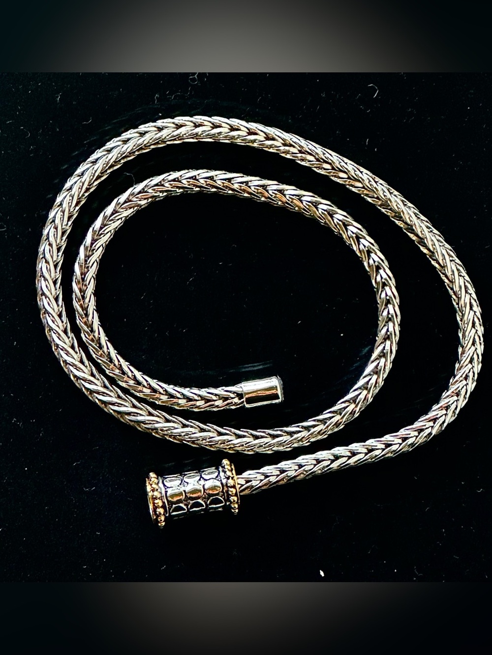 Silver Weave Two-Tone Rope Chain Necklace with Magnetic Clasp - Picture 5 of 11